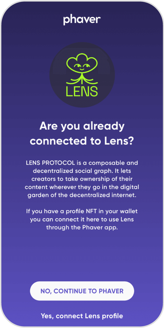 PhaverのLENS PROTOCOLとの連携画面