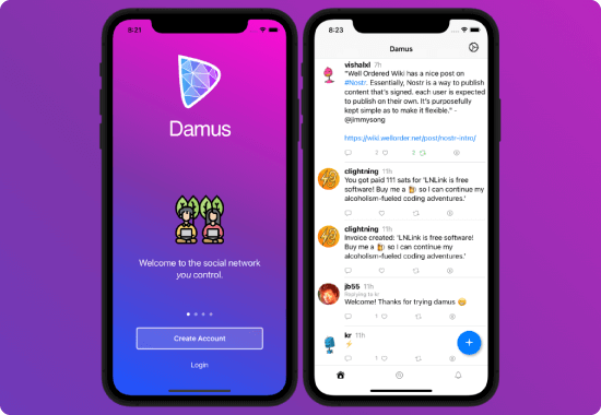 Damusの公式ホームページトップ画像