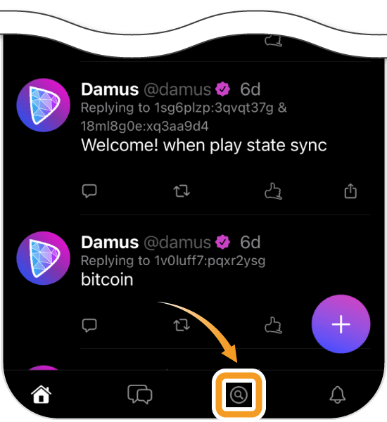 Damusのホーム画面