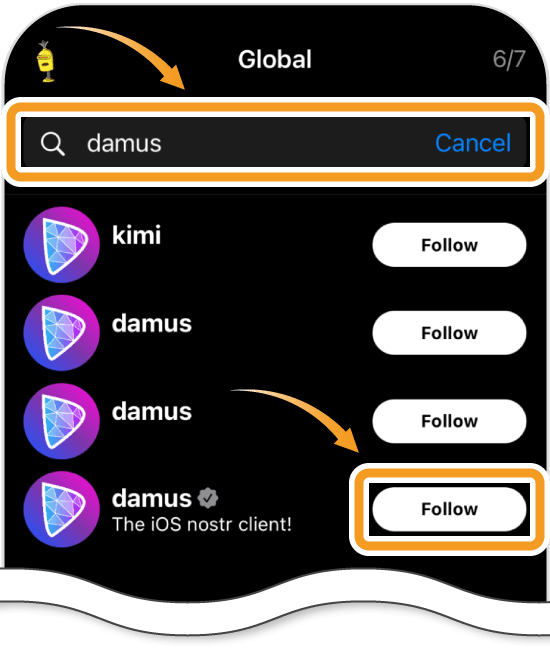 Damusの投稿完了画面