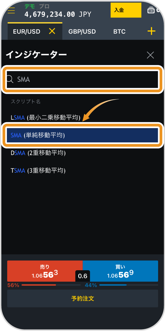 Exnessインジケーターを選択
