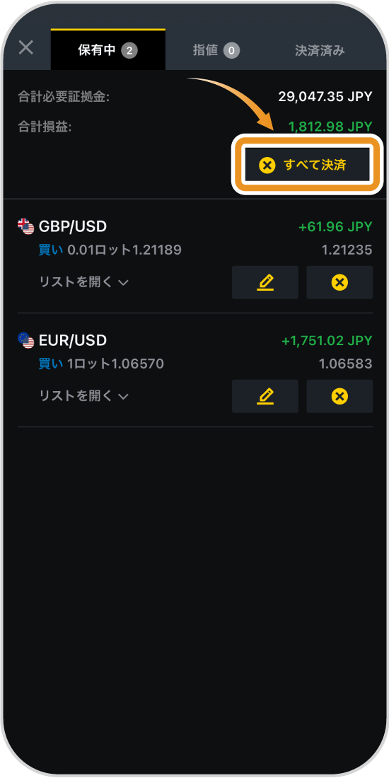 Exness一括決済画面