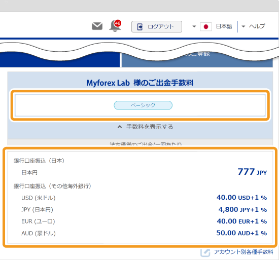 bitwallet出金手数料の確認