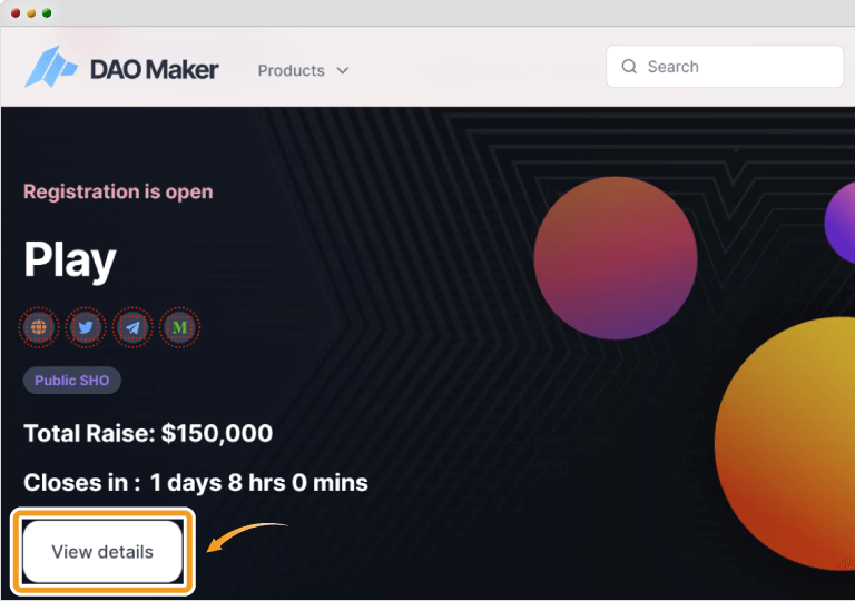 DAO LaunchPadの画面