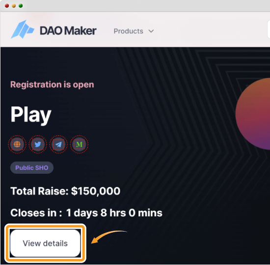 DAO LaunchPadの画面