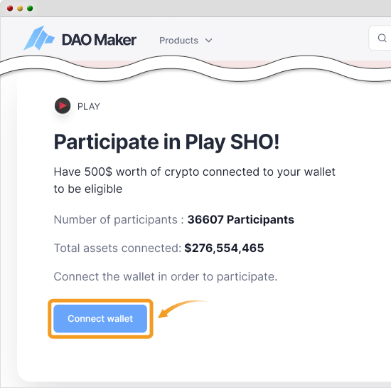 DAO LaunchPadの画面