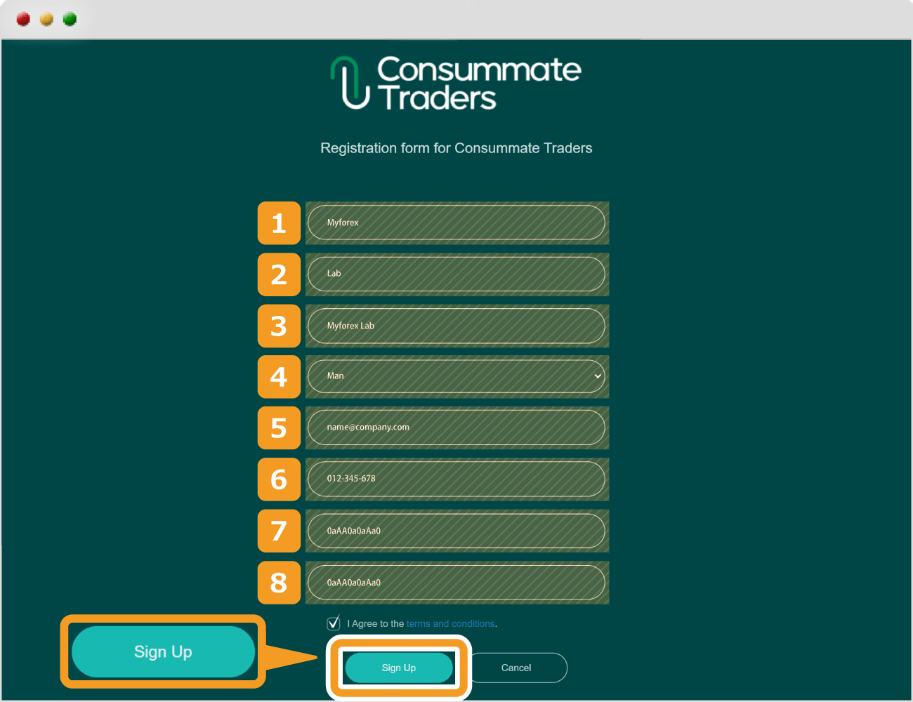 ConsummateTraders情報入力