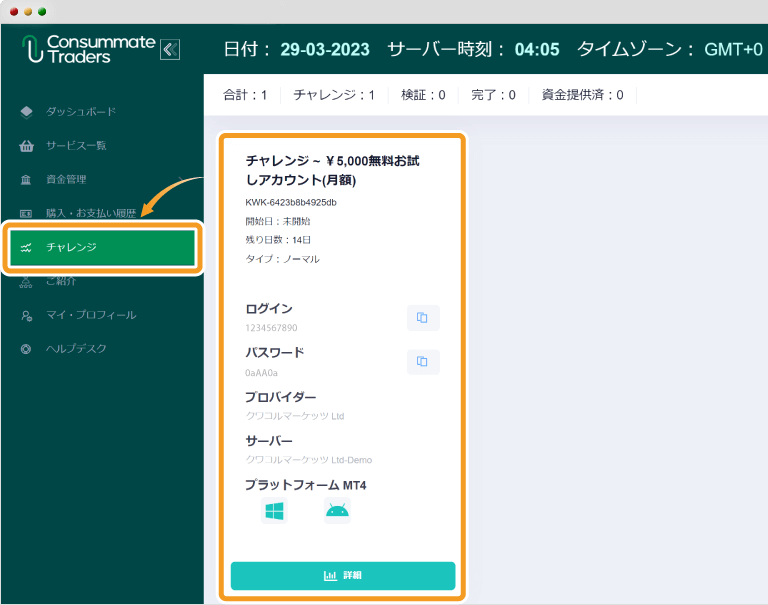ConsummateTradersチャレンジ詳細