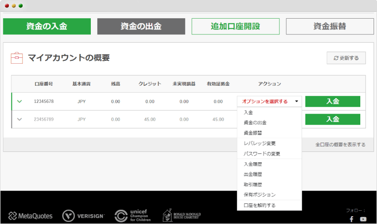 XMTrading口座