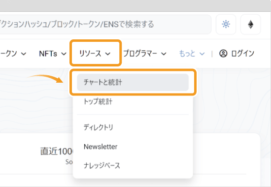 Etherscanのリソースメニュー