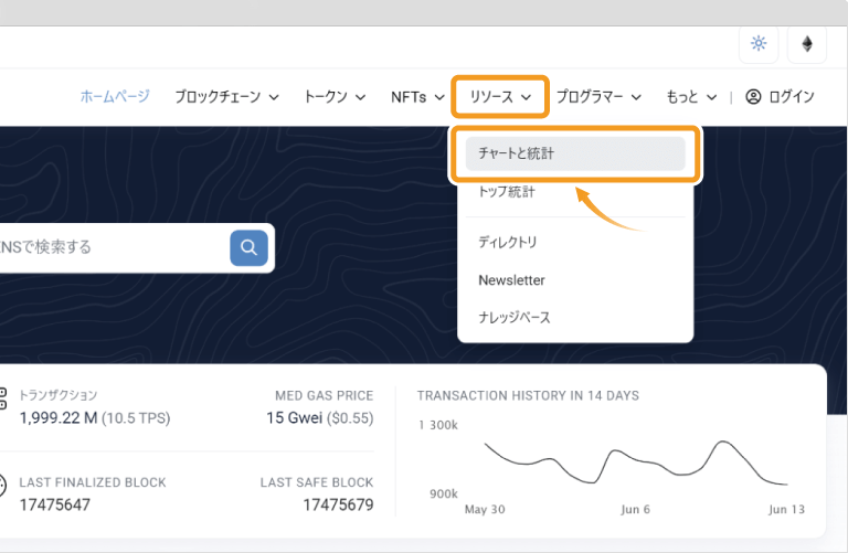 Etherscanでのアドレス検索