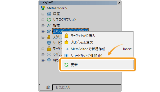 インディケータを更新