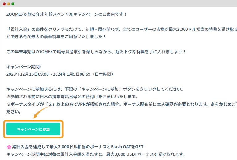 Zoomexのキャンペーンページ