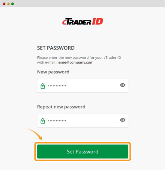 cTraderのIDPW入力サイト画面