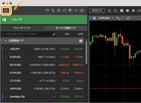 cTraderウォッチリスト表示方法