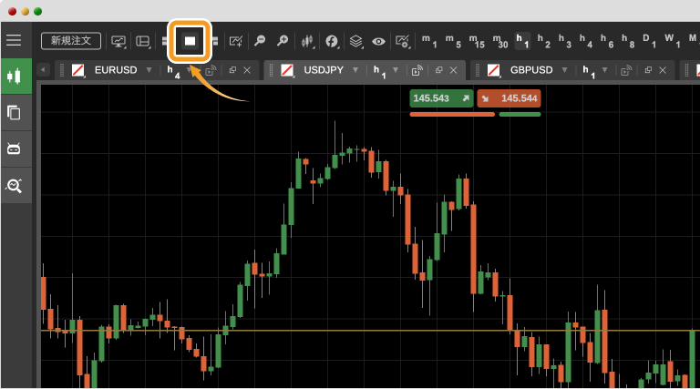 cTraderのシングルチャートモード