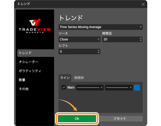 cTraderのインジケーター設定
