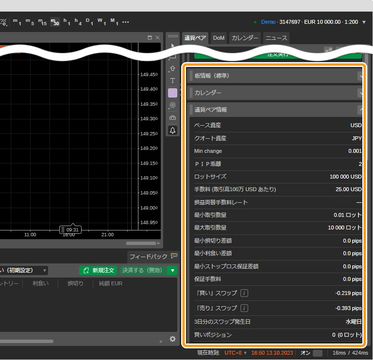 cTrader通貨ペアタブ2