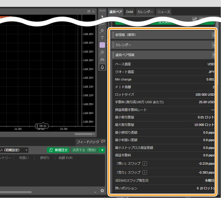 cTrader通貨ペアタブ2