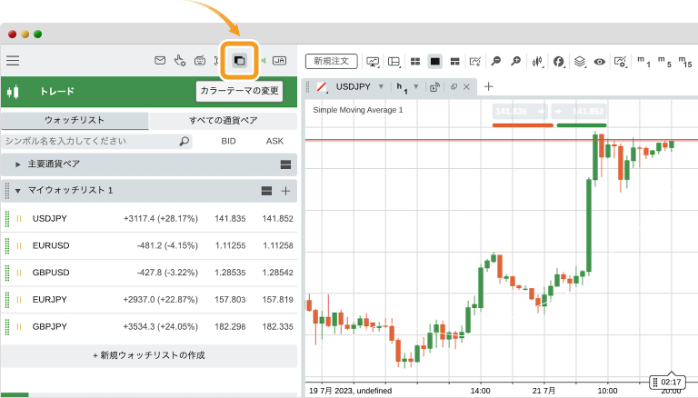 cTraderのカラー変更
