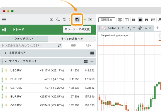 cTraderのカラー変更