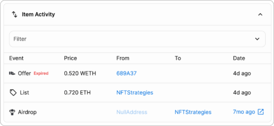 NFTの取引履歴