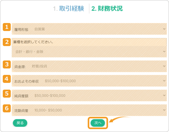 XS財務状況入力画面