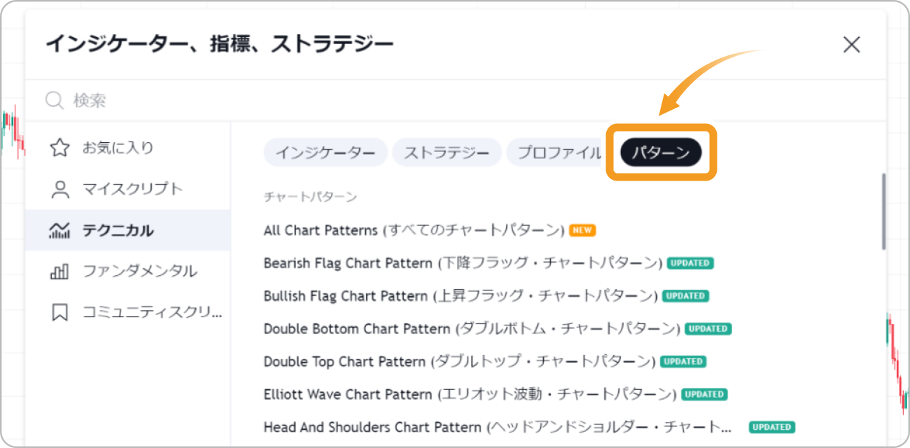 パターンをクリック