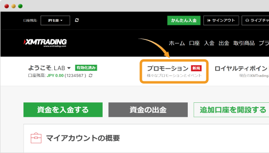 XMTrading春のラキドロ選択画面