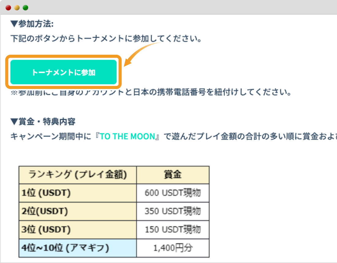 Zoomexのプレイ金額杯の専用ページ