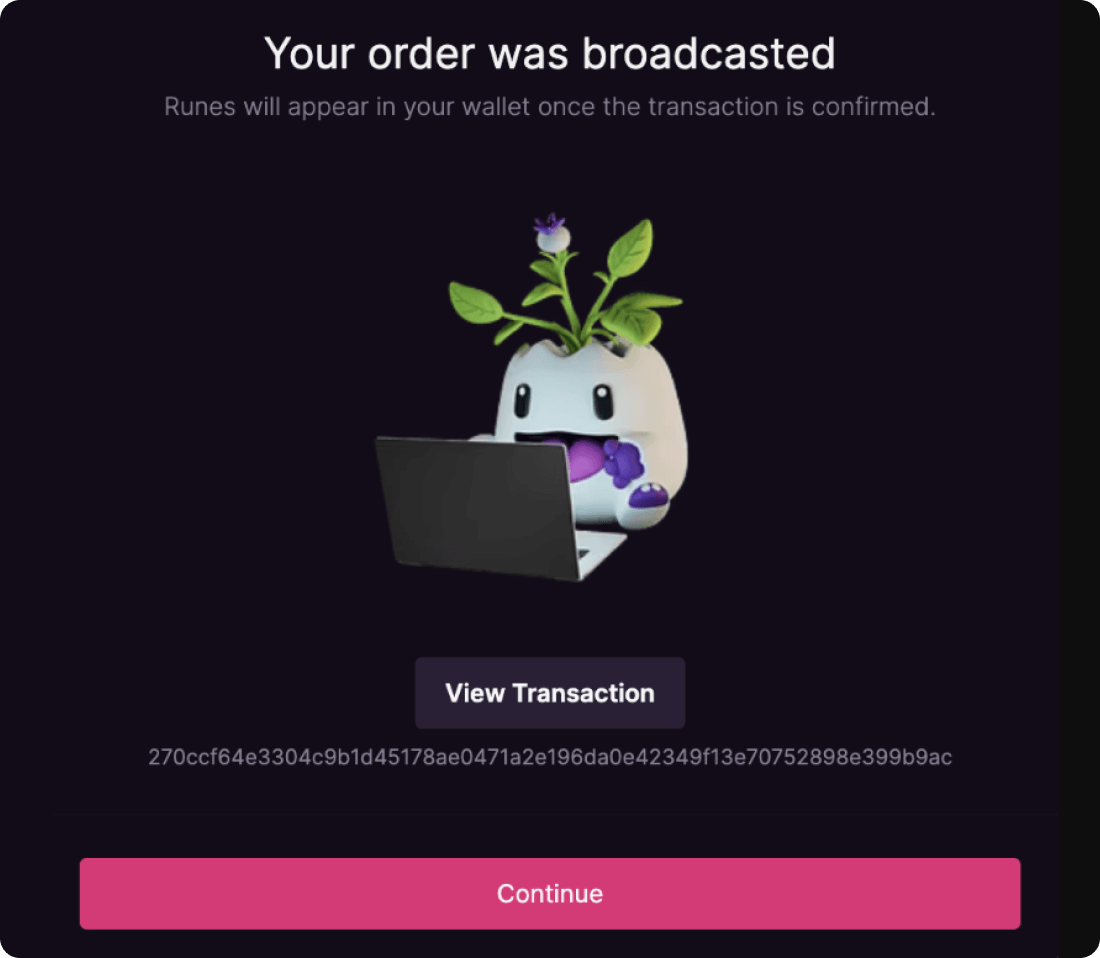 購入完了後の画面