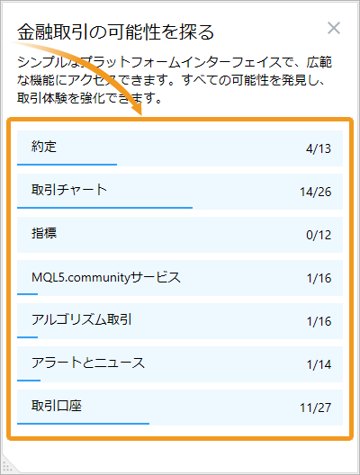 チュートリアル機能が表示