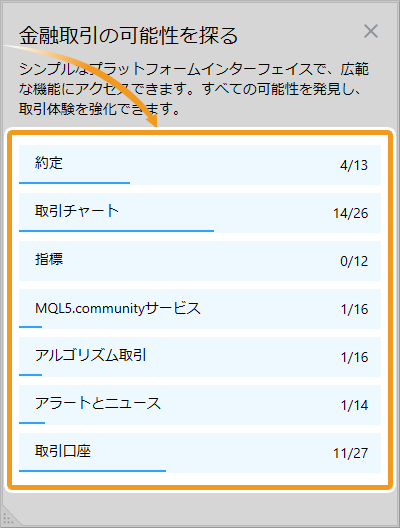 チュートリアル機能が表示
