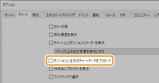 ポジションと注文のチャートデータをプリロード